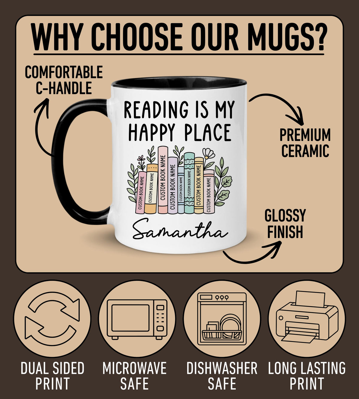 Reading Mug, Personalized Book Lover Gift, Custom Book Tittle and Name Bookworm Mug, Reading Pun Mug, Bibliophile Humor Mug