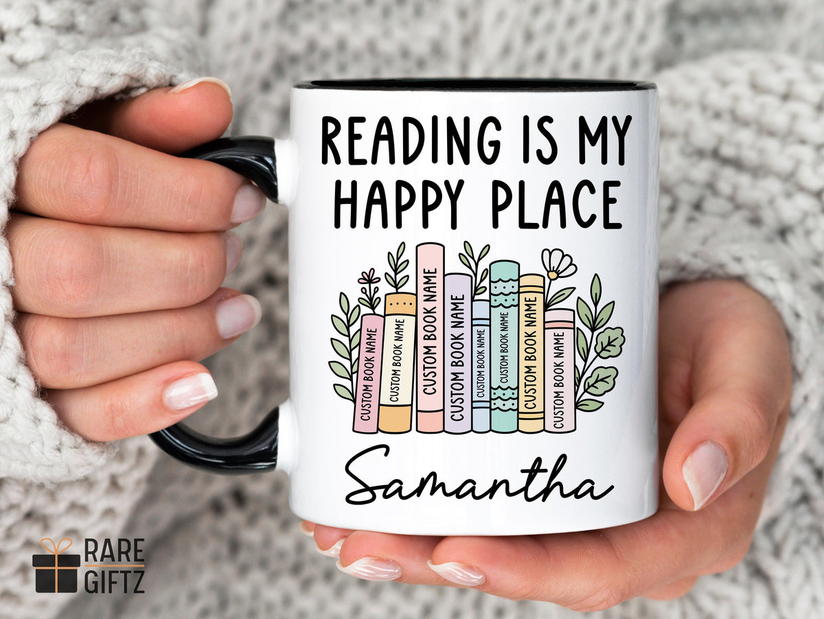 Reading Mug, Personalized Book Lover Gift, Custom Book Tittle and Name Bookworm Mug, Reading Pun Mug, Bibliophile Humor Mug