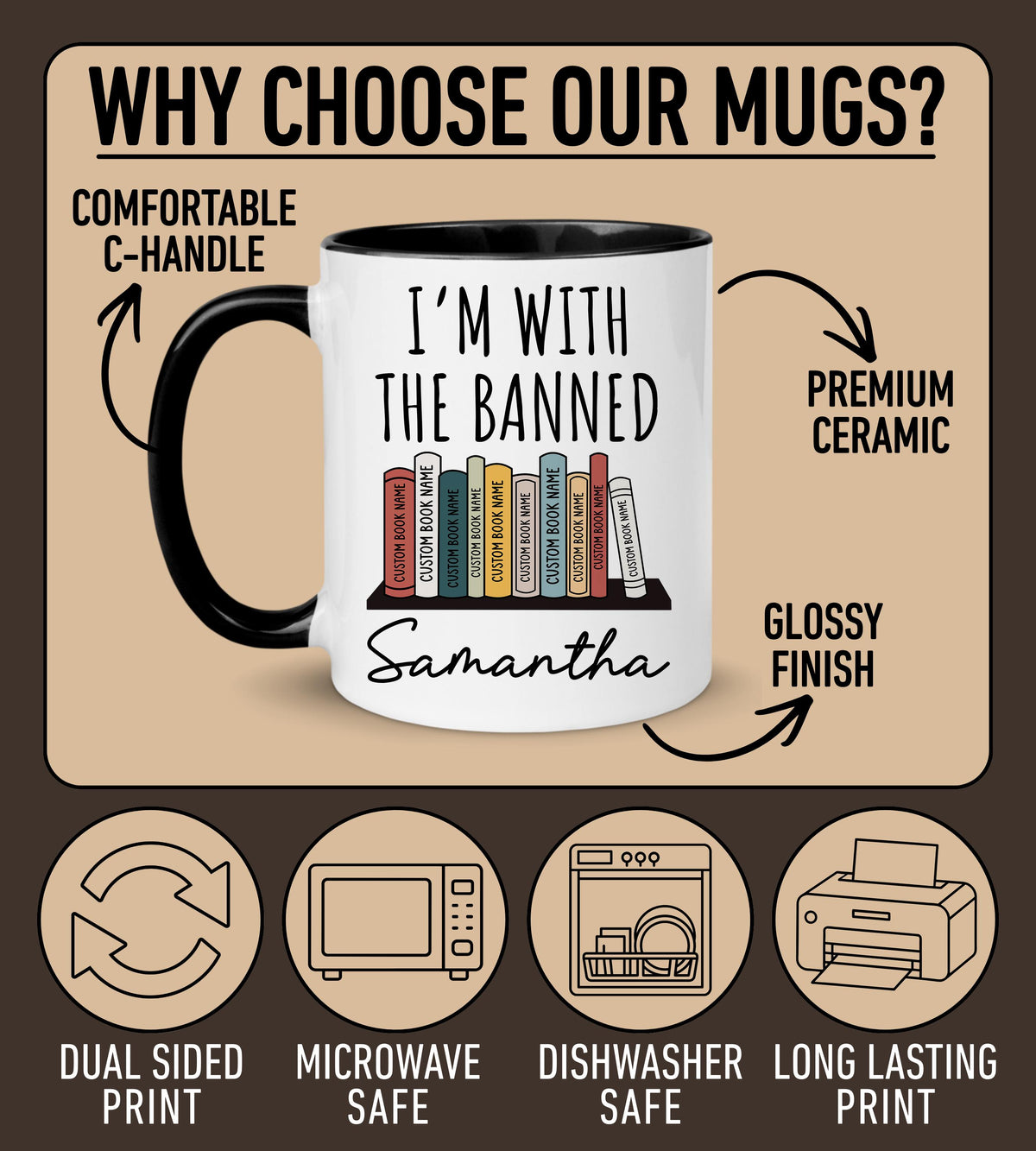 Custom Banned Books Mug, Librarian Gift, Book Lover Mug, Book Lover Gift, Reading Lover Gift, Librarian Coffee Mug Gift for Reader