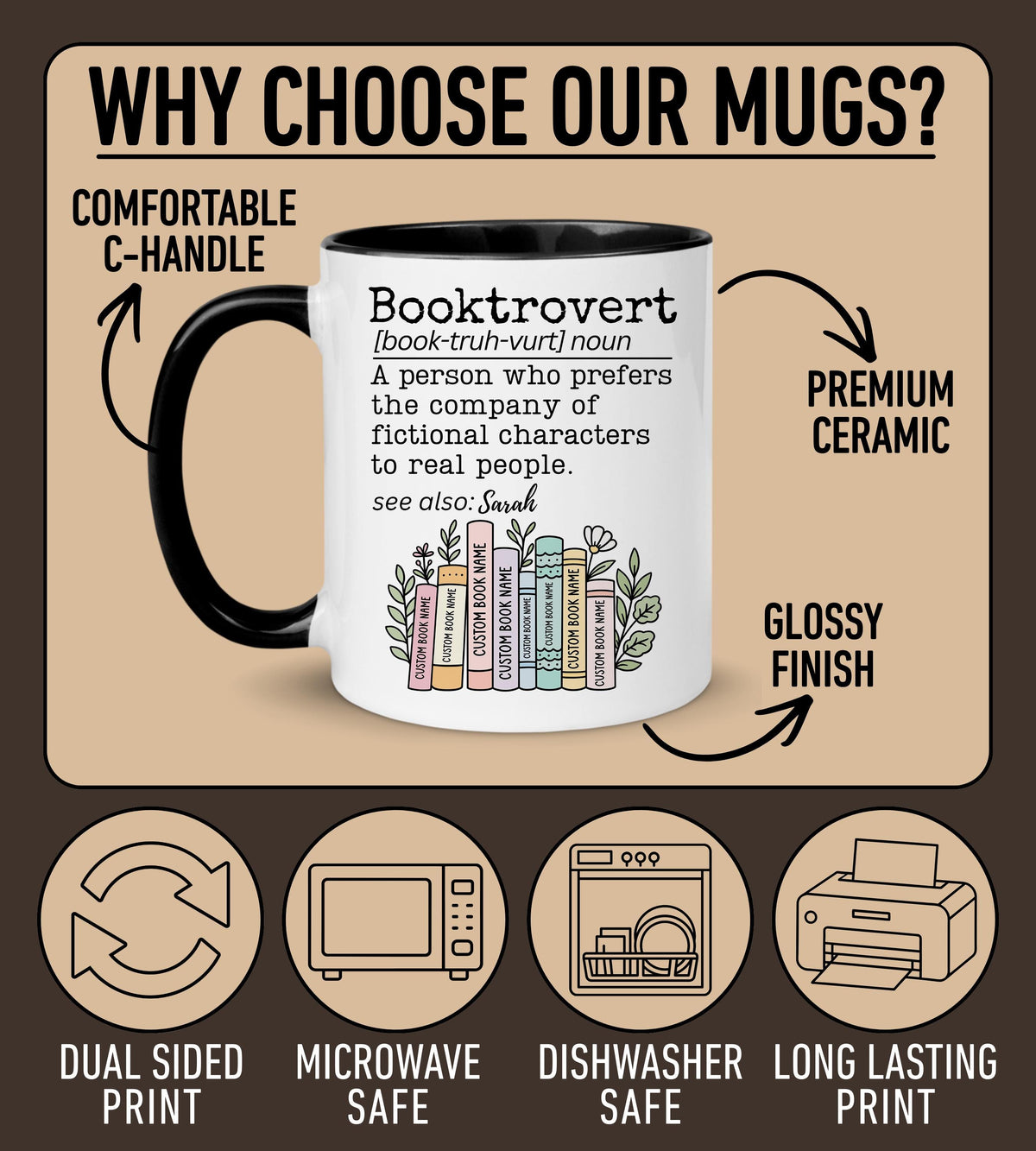 Booktrovert Mug, Personalized Bookish Mug, Book Lover Gift, Bookish Cup, Bookworm Mug, Reading Mug, Funny Gift for Librarian