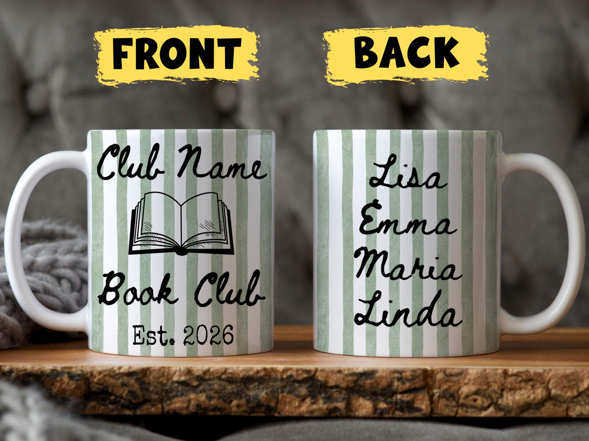 Book Club Mug, Personalized Book Club Mug, Gift for Reading Lover, Book reading club Mug, Reader gift, Custom Book Club Gift with names