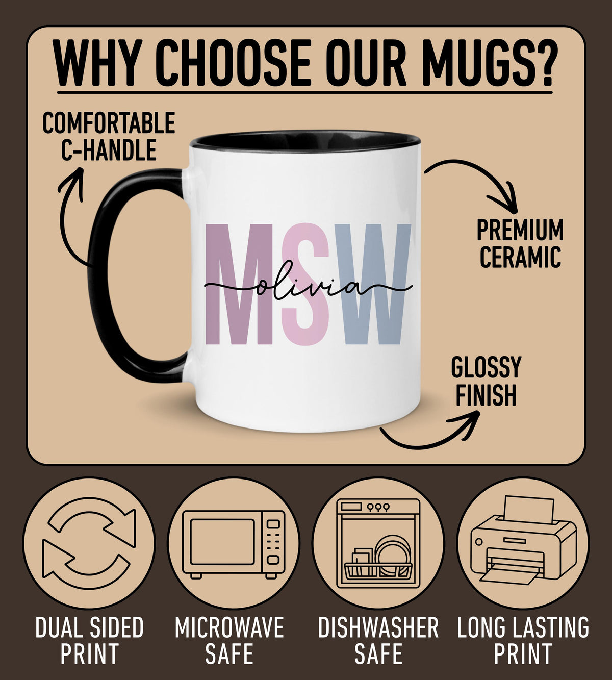 MSW Mug, Master of Social Work Mug, Social Work Graduation Gift, Social Worker Social Work Grad Gift, Custom MSW Name Mug
