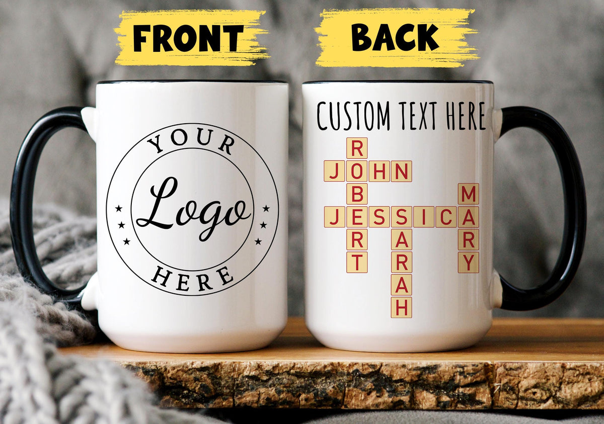 Team Mug, Logo mug personalized, Custom Crossword Mug, Team mugs, Company Logo mug, Business Logo Mug, team Appreciation gifts