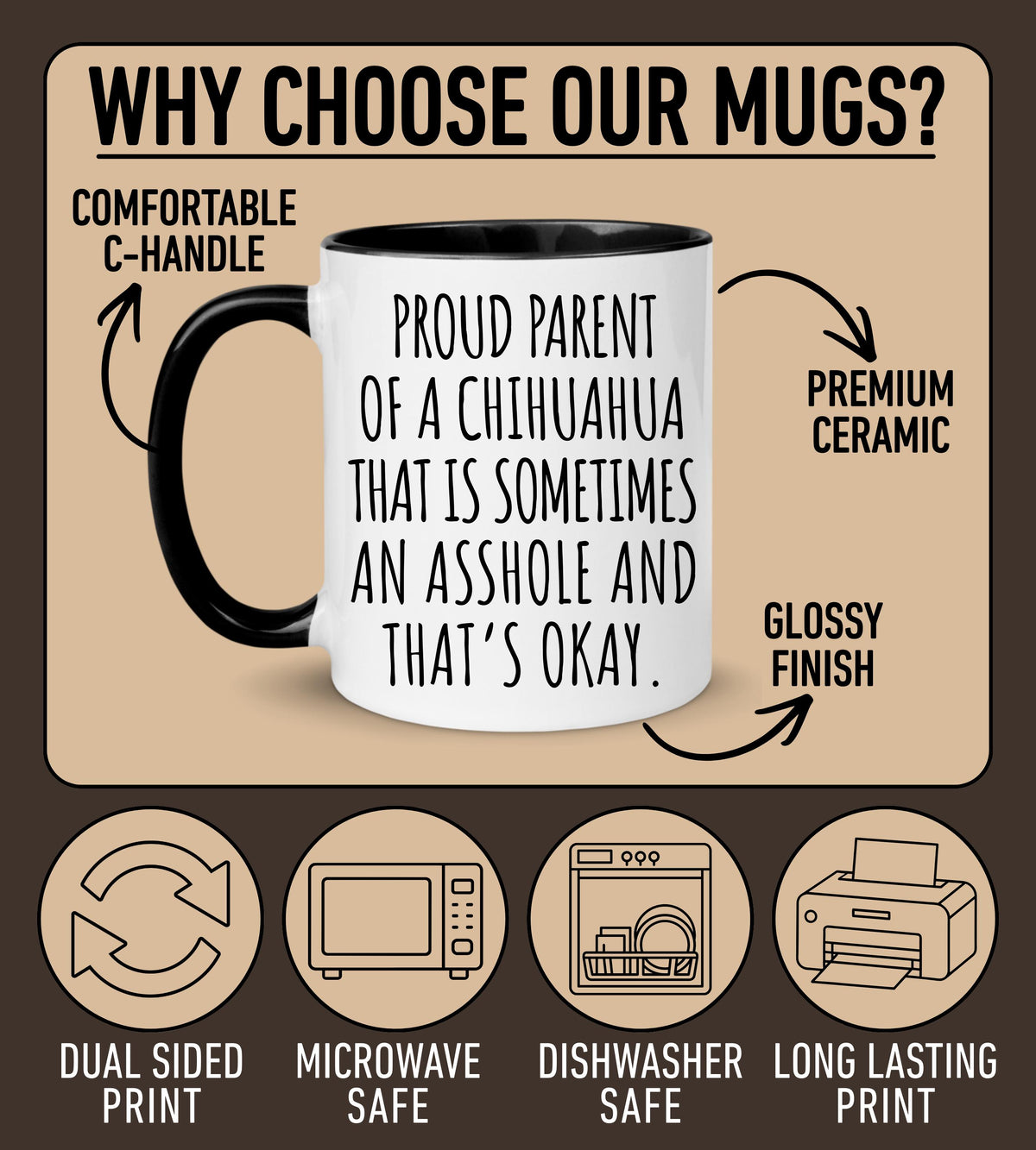 Chihuahua Mug, Personalized Chihuahua Owner Gift, Chihuahua Mom Mug, Chihuahua Dad Gift, Chihuahua Parent Present, Funny Chihuahua Present