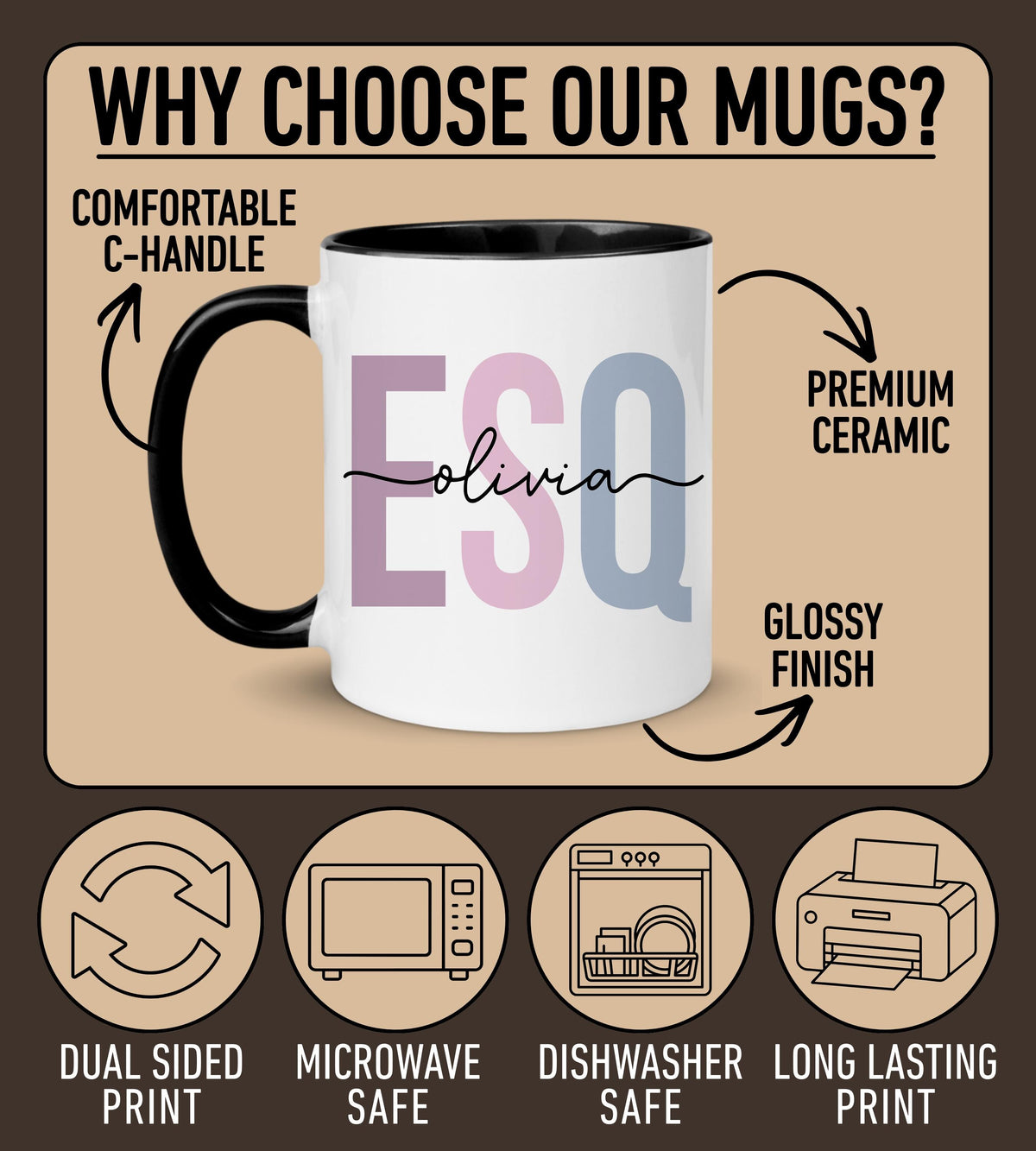 Esquire Mug, Personalized Esq Mug, Esquire Name Mug, Lawyer Mug, Funny Attorney Gift, Custom Law graduate gift, Future Lawyer, New attorney