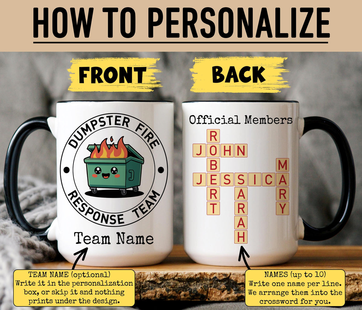 Dumpster Fire Response Team Mug, Personalized Best Team Gift, Employee Gift, Coworker Appreciation Gift, Office Team Mug, Dream Team Present