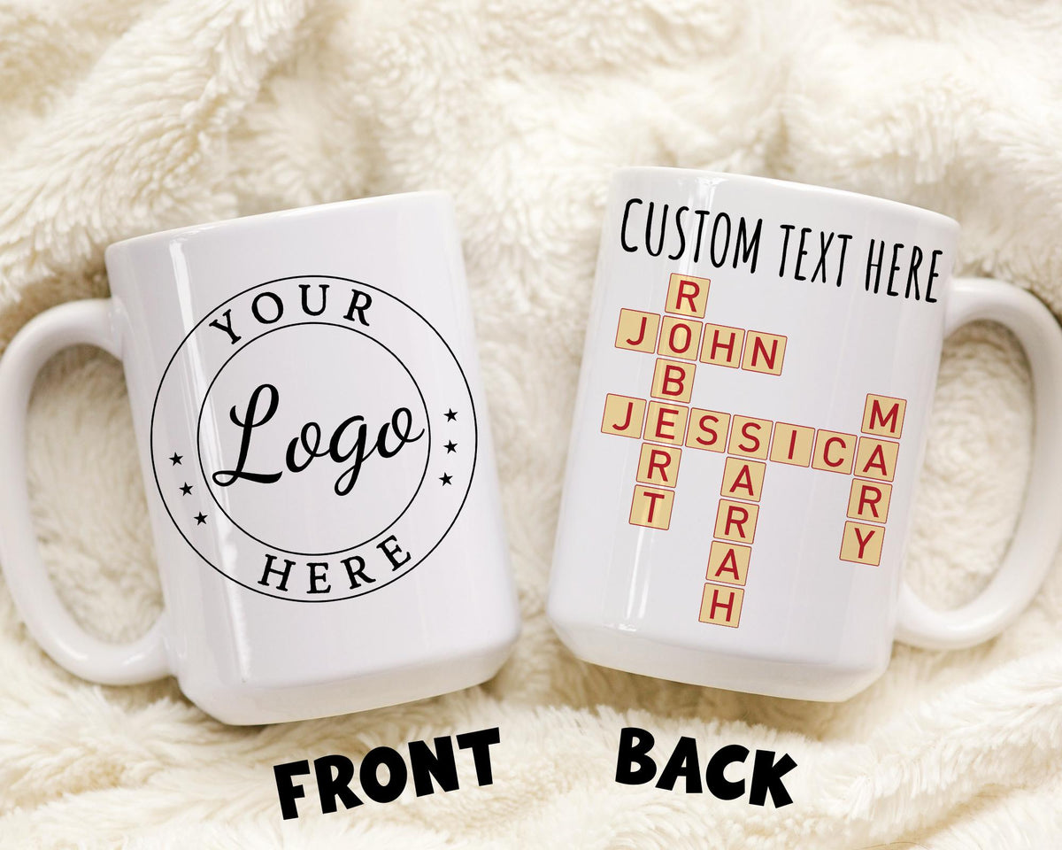 Team Mug, Logo mug personalized, Custom Crossword Mug, Team mugs, Company Logo mug, Business Logo Mug, team Appreciation gifts